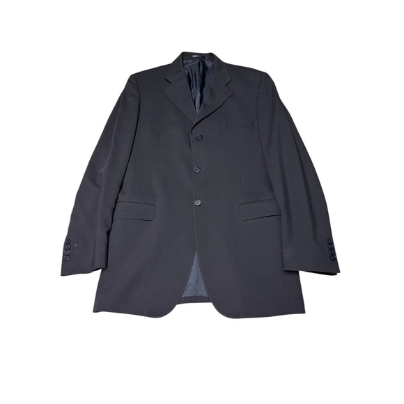 Yves‎ Saint Laurent Pour Homme Wool Suit Jacket Blazer Black Mens 42 Long